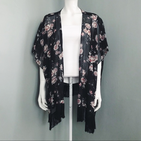 Fringed Floral Kimono | Size XS/S - Picture 1 of 6